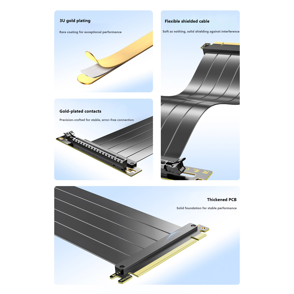 PCIe 3.0 / 4.0 X16 GPU Extensi - đánh giá và giá Pcie 4.0 X16 Riser Cable 90 Degree