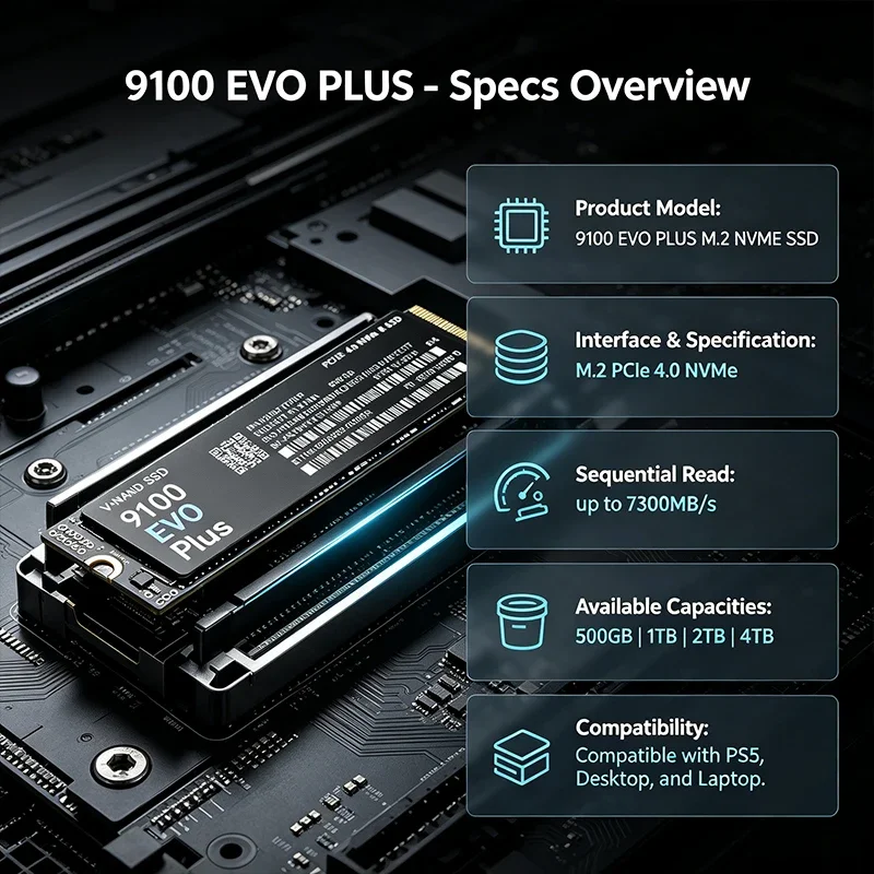 9100 EVO PLUS M.2 NVMe SSD Loa - đánh giá và giá M.2 Nvme 4Tb Pcie 4.0 Ssd